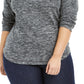 Karen Scott Blusa Plus Size Feminina de Microfleece Marmorizada Preta Tamanho 2 Extra Grande