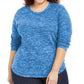 Karen Scott Blusa Plus Size Feminina Microfleece Marmorizada Azul-petróleo Tamanho 1X
