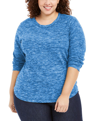 Karen Scott Blusa Plus Size Feminina Microfleece Marmorizada Azul-petróleo Tamanho 1X