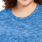 Karen Scott Blusa Plus Size Feminina Microfleece Marmorizada Azul-petróleo Tamanho 1X