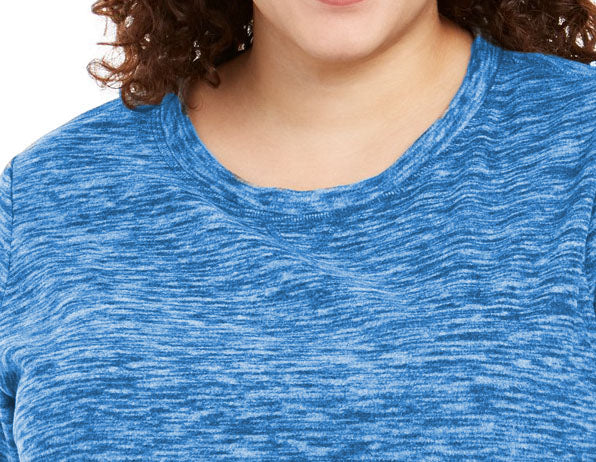 Karen Scott Blusa Plus Size Feminina Microfleece Marmorizada Azul-petróleo Tamanho 1X