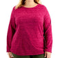 Karen Scott Blusa Plus Size Feminina Microfleece Marmorizada Roxa Tamanho Extra Grande