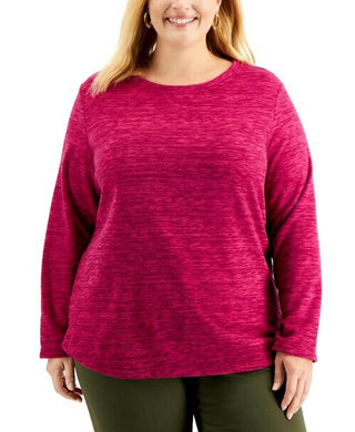 Karen Scott Blusa Plus Size Feminina Microfleece Marmorizada Roxa Tamanho Extra Grande