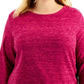 Karen Scott Blusa Plus Size Feminina Microfleece Marmorizada Roxa Tamanho Extra Grande