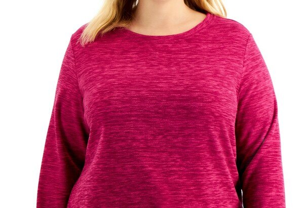 Karen Scott Blusa Plus Size Feminina Microfleece Marmorizada Roxa Tamanho Extra Grande