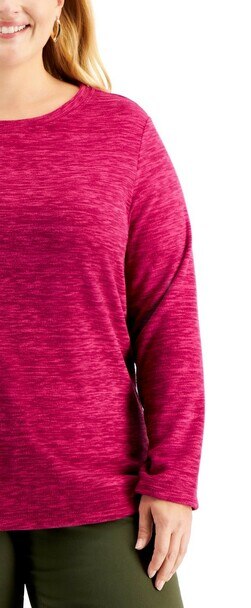 Karen Scott Blusa Plus Size Feminina Microfleece Marmorizada Roxa Tamanho Extra Grande