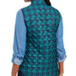 Colete esportivo feminino Karen Scott xadrez puffer azul marinho tamanho extrapequeno