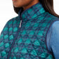 Colete esportivo feminino Karen Scott xadrez puffer azul marinho tamanho extrapequeno