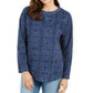 Karen Scott Camiseta Feminina Esportiva Estampada Microfleece Azul Tamanho Extra Grande