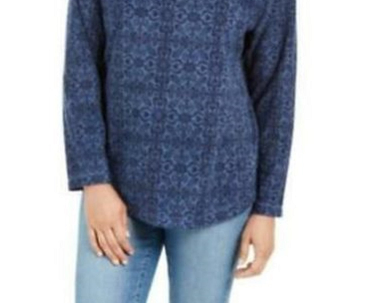 Karen Scott Camiseta Feminina Esportiva Estampada Microfleece Azul Tamanho Extra Grande