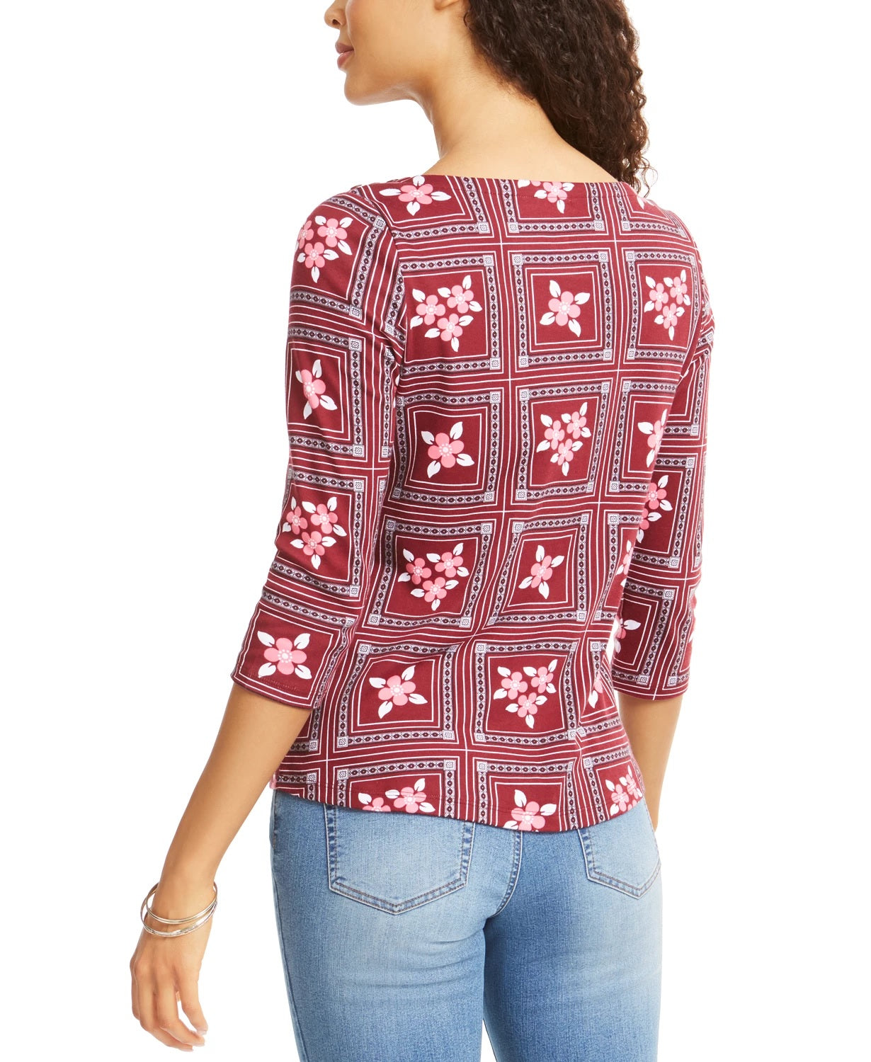 Blusa feminina com estampa de azulejos Charter Club vermelha, tamanho XX-G