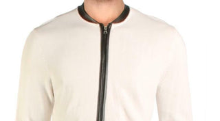 Cardigan masculino com zíper frontal INC International Concepts, branco neve, tamanho grande