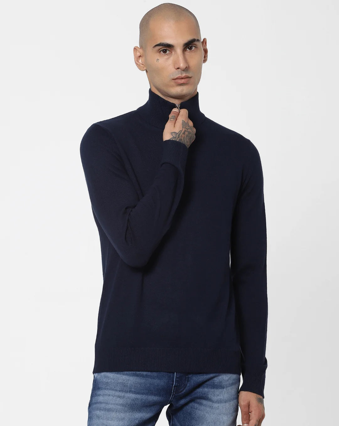 Suéter masculino Elite de gola alta da INC International Concepts, azul escuro, tamanho X-S
