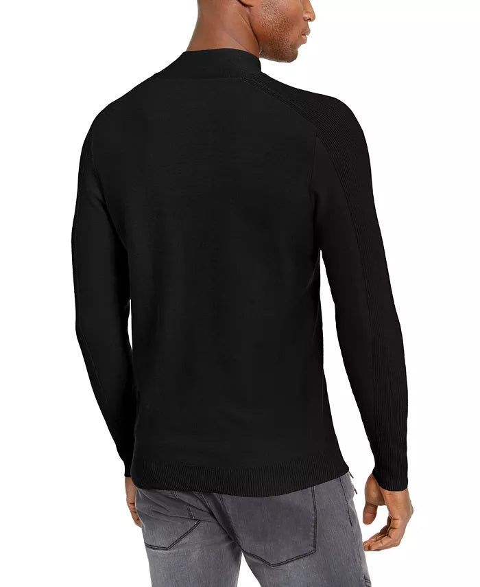 Suéter masculino com gola canelada e botões da INC International Concepts, preto, tamanho XX-G