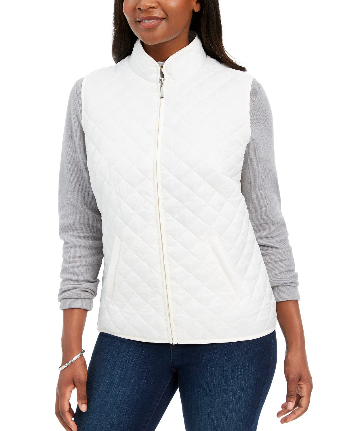 Karen Scott Colete Puffer Acolchoado Feminino Pequeno Branco Tamanho Médio
