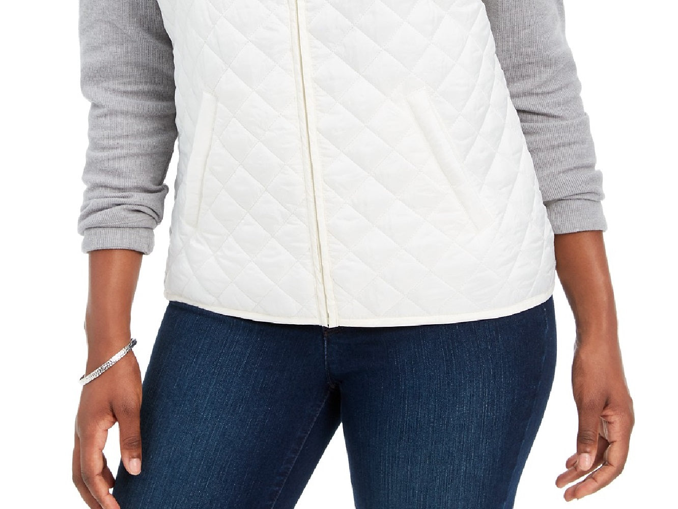 Karen Scott Colete Puffer Acolchoado Feminino Pequeno Branco Tamanho Médio