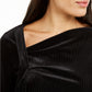 Blusa de veludo com decote assimétrico Alfani feminina, preta, tamanho médio