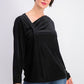 Blusa de veludo com decote assimétrico Alfani feminina, preta, tamanho grande