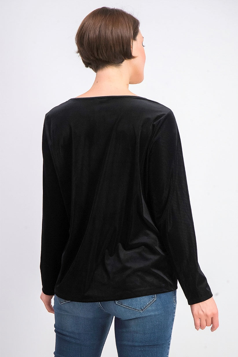 Blusa de veludo com decote assimétrico Alfani feminina, preta, tamanho grande