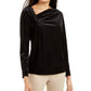 Blusa de veludo com decote assimétrico Alfani feminina, preta, tamanho pequeno
