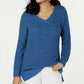 Suéter túnica feminino com decote em V estilo &amp; co, azul marinho, tamanho extragrande