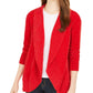 Cardigan feminino de malha chenille com gola xale, tamanho grande, vermelho, estilo &amp; co