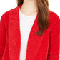 Cardigan feminino de malha chenille com gola xale, tamanho grande, vermelho, estilo &amp; co