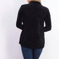 Cardigan Feminino de Gola Xale em Chenille Estilo &amp; Co Preto Tamanho Pequeno XS