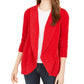 Cardigan feminino estilo &amp; co, pequeno, de chenille, com gola xale, vermelho, tamanho P