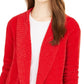 Cardigan feminino estilo &amp; co, pequeno, de chenille, com gola xale, vermelho, tamanho P