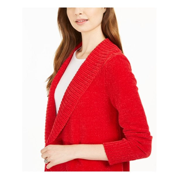 Cardigan feminino texturizado canelado manga comprida aberto tamanho PP