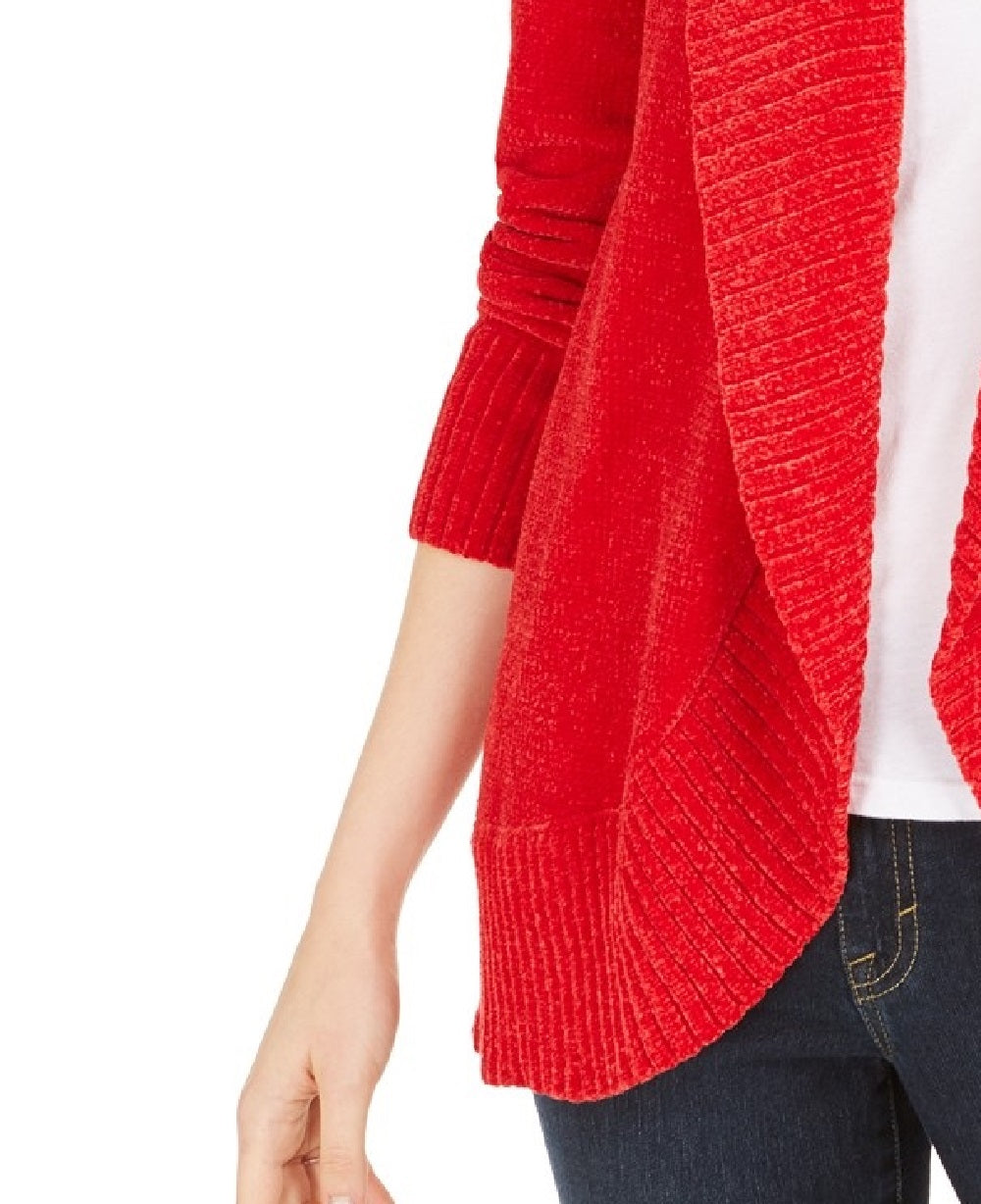 Cardigan feminino pequeno com gola xale e frente aberta, tamanho pequeno, vermelho, estilo &amp; co