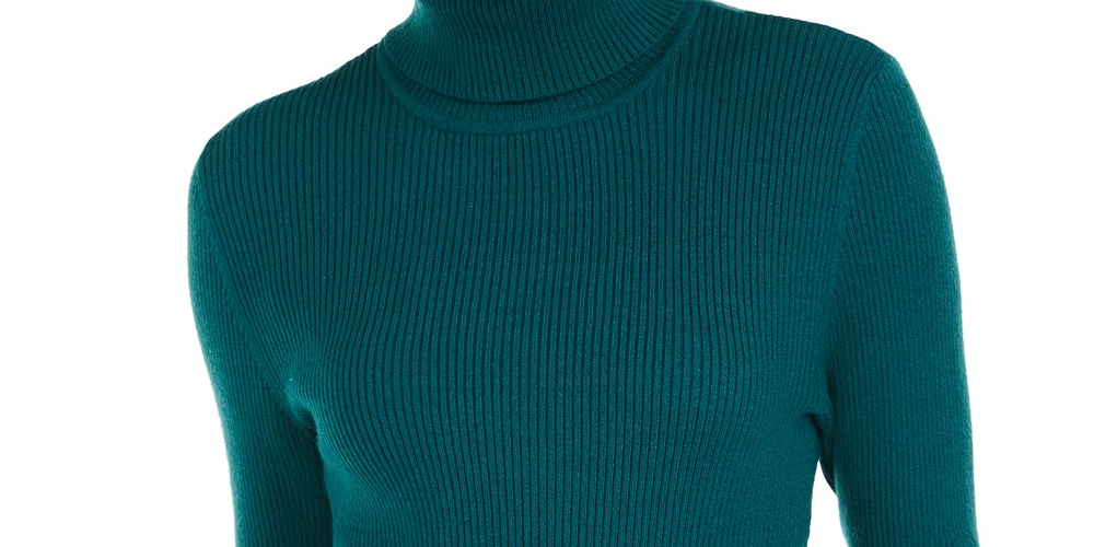 Suéter feminino de gola alta canelada estilo &amp; co, verde, tamanho extra grande