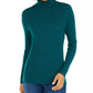 Suéter feminino de gola alta canelada estilo &amp; co verde escuro tamanho GG