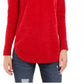 Suéter feminino texturizado de manga comprida com gola alta, tamanho pequeno e grande, vermelho, estilo &amp; co