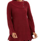 Suéter canelado com bainha recortada feminino Style &amp; Co, vermelho escuro, tamanho extra grande