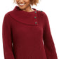 Suéter canelado com bainha recortada feminino Style &amp; Co, vermelho escuro, tamanho extra grande