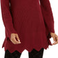 Suéter canelado com bainha recortada feminino Style &amp; Co, vermelho escuro, tamanho extra grande
