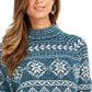 Suéter túnica feminino Fair Isle Fi Dark Kale tamanho extra pequeno