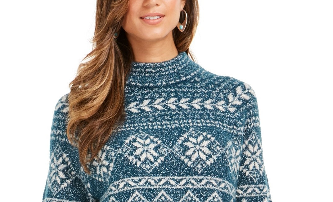 Suéter túnica feminino Fair Isle Fi Dark Kale tamanho extra pequeno