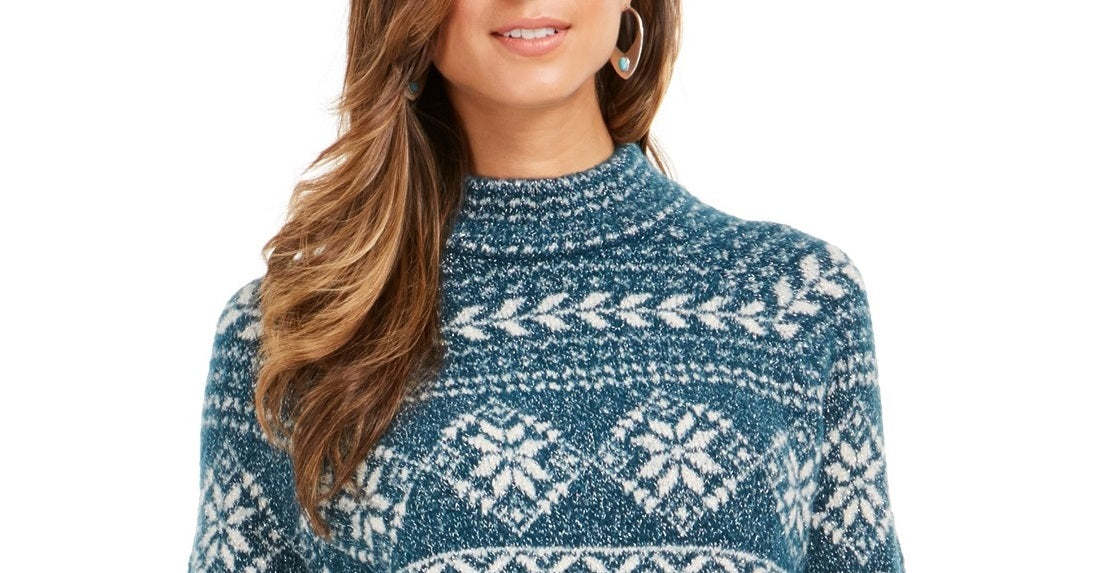 Suéter túnica feminino Fair Isle da Style &amp; Co, Fi Dark Kale, tamanho 2, extra grande