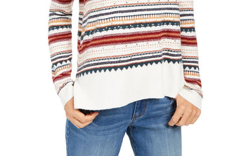 Suéter listrado com tachas feminino Style &amp; Co, branco, tamanho XX-G