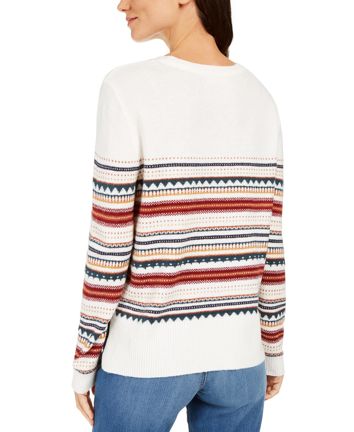 Suéter listrado com tachas feminino Style &amp; Co, branco, tamanho X-G