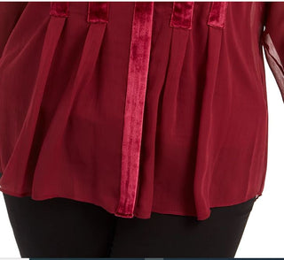 Blusa Alfani Feminina Plus Velvet com Acabamento Vinho Tamanho 1X