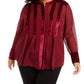 Blusa feminina Alfani Plus Size com acabamento em veludo, vinho, tamanho 3X