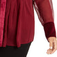 Blusa feminina Alfani Plus Size com acabamento em veludo, vinho, tamanho 3X