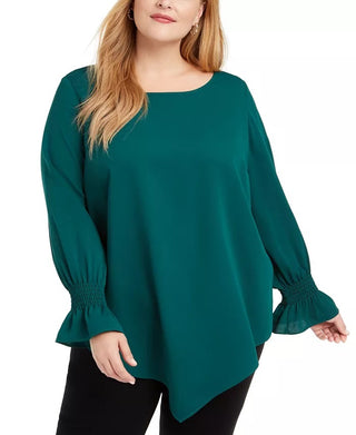Blusa assimétrica plus size feminina Alfani verde escuro tamanho 0X