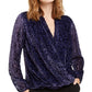 Blusa feminina Alfani Burnout estampada, roxa, tamanho 2, extra grande