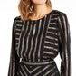 Blusa feminina Alfani com listras metálicas, preta, tamanho X-G