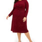 Vestido Alfani Plus Size Feminino com Cintura Torcida Vinho Tamanho XXG